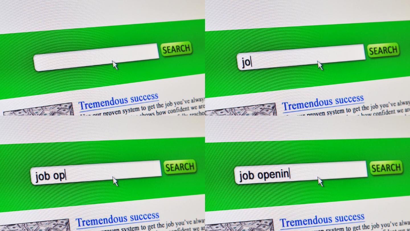 虚拟搜索引擎，显示对工作机会的搜索