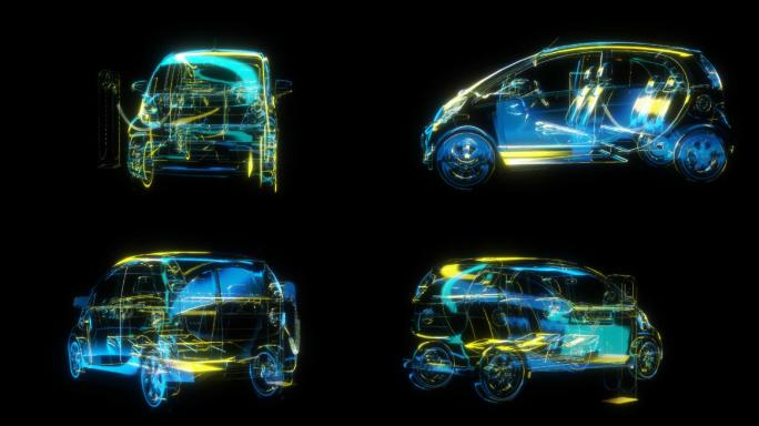 朋克风全息HUD新能源汽车透明通道素材