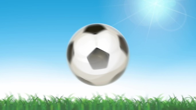 足球在无缝草地上飞行动画