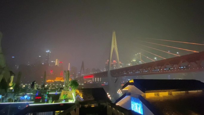 重庆大桥夜景延时