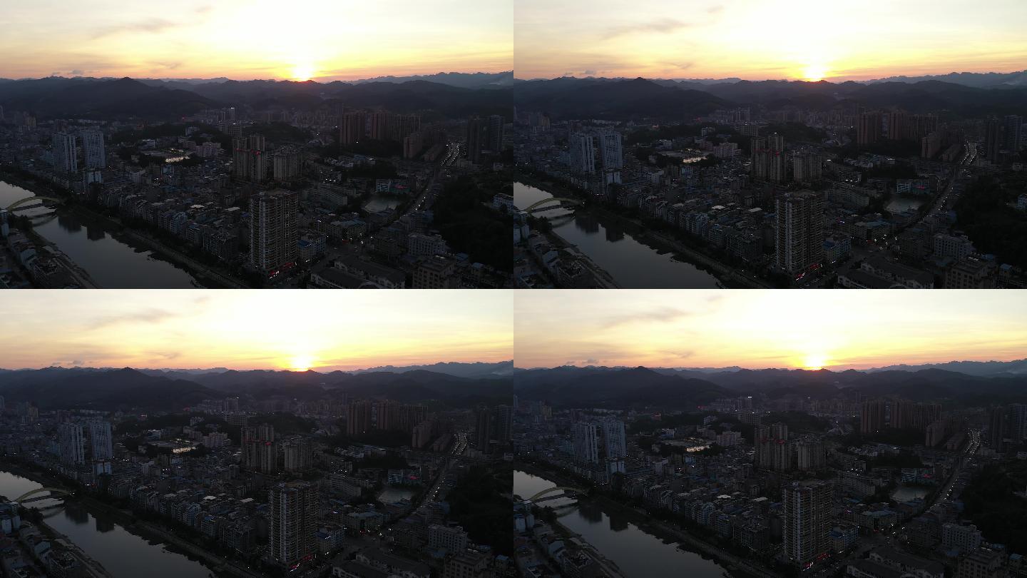 4K航拍黔东夕阳夜景41秒