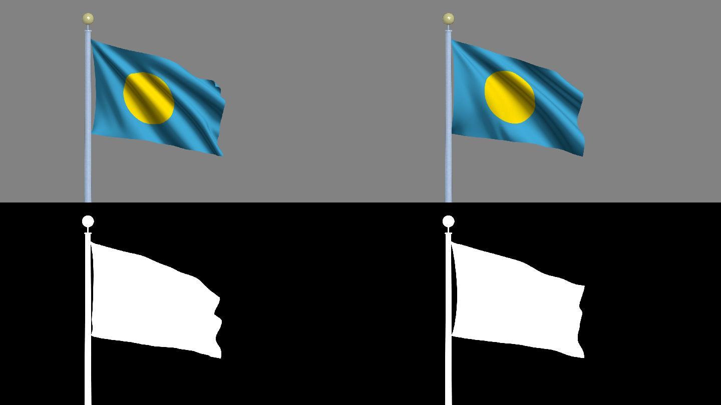 帕劳的旗帜在风中飘扬-高度详细的旗帜