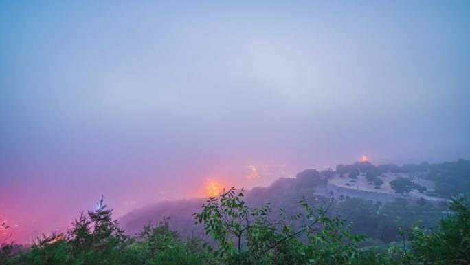 延安日出云雾宝塔 宝塔山 延时空镜