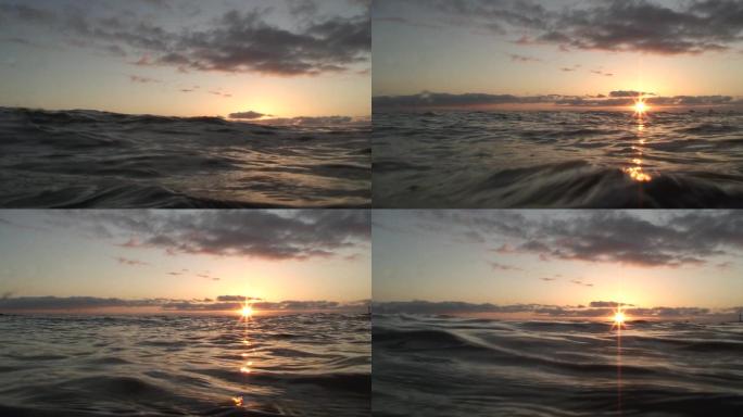海上的日落。