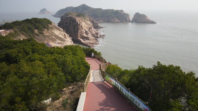 航拍霞浦山海景区游步道景观元素
