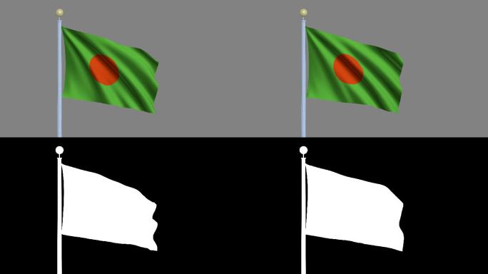 风中飘扬的孟加拉国国旗