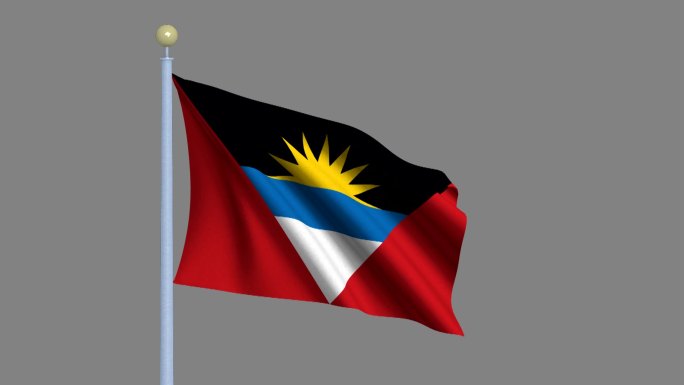 迎风飘扬的安提瓜和巴布达国旗