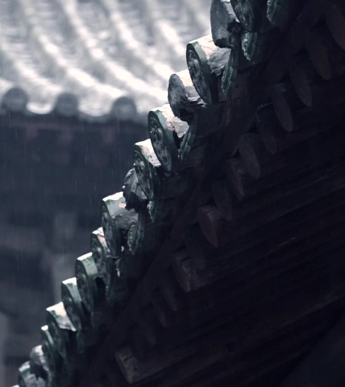 雨中寺庙的混剪开化寺（竖屏）