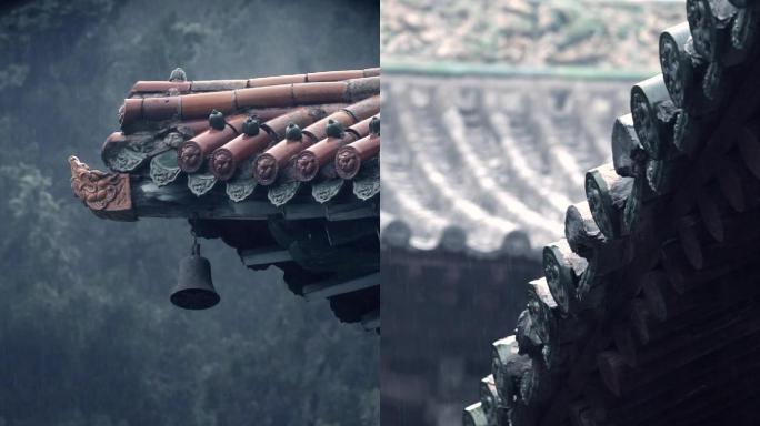 雨中寺庙的混剪开化寺（竖屏）