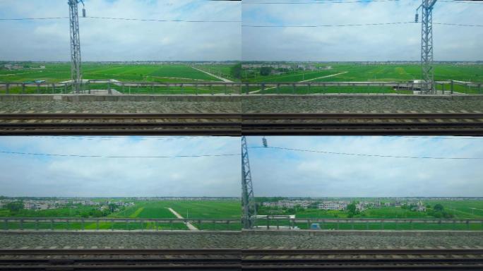 火车行驶中窗外的风景4K