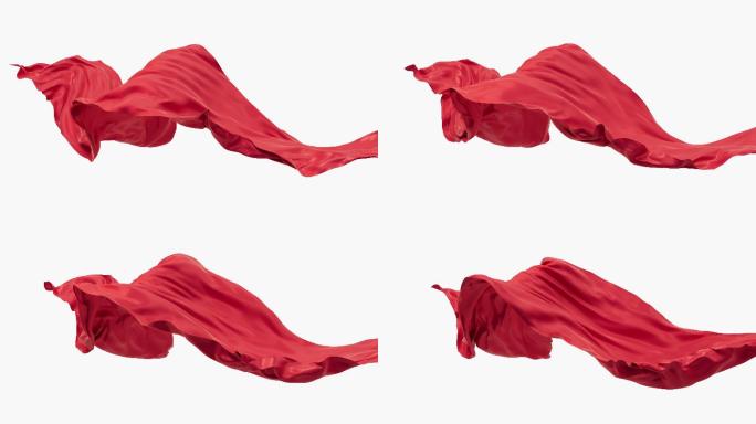随风流动带透明通道的红色布料3D渲染