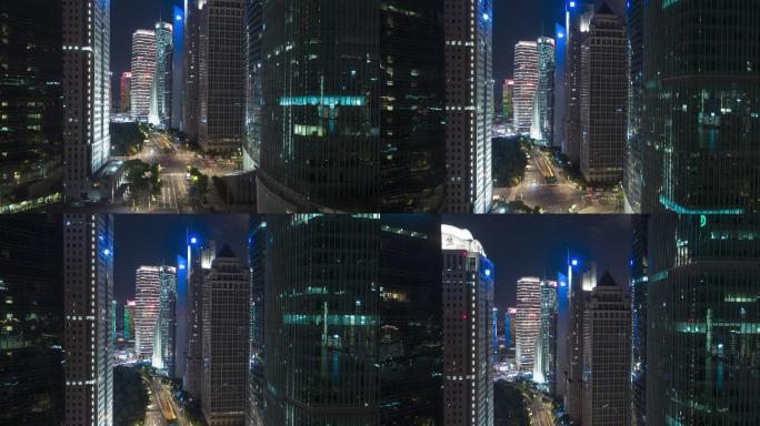 上海陆家嘴夜景-上升-悟2航拍