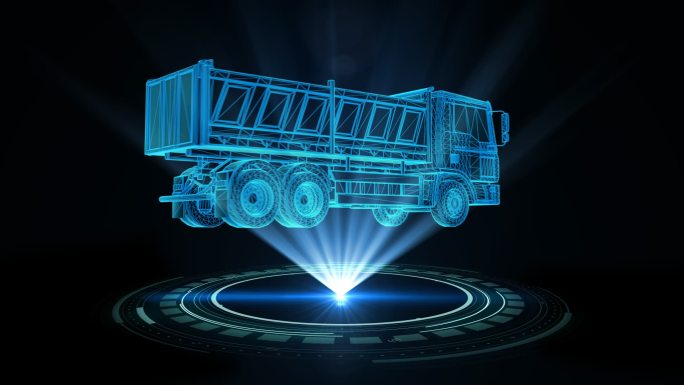 蓝色科技全息科技工程车展示透明通道素材