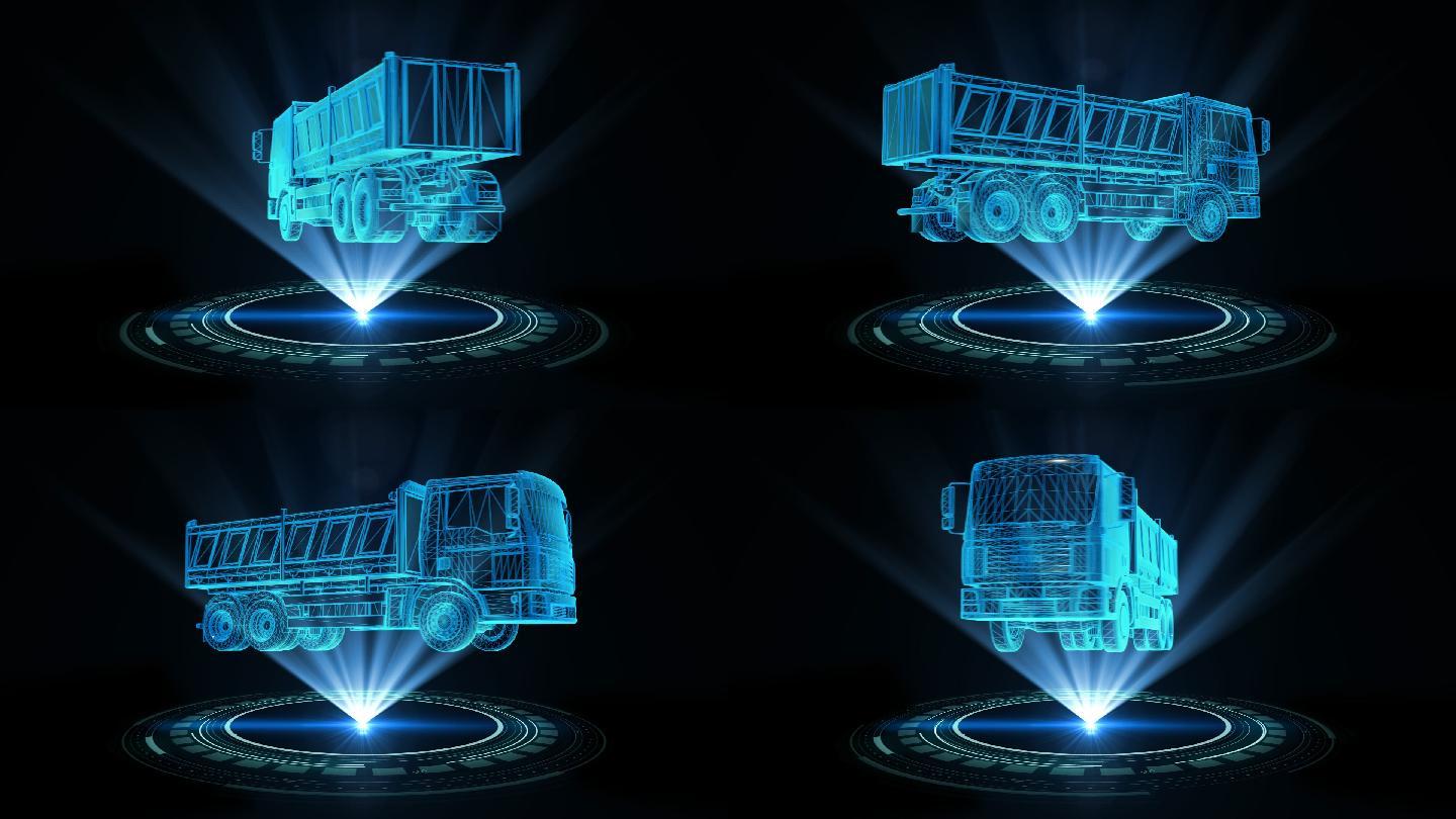 蓝色科技全息科技工程车展示透明通道素材