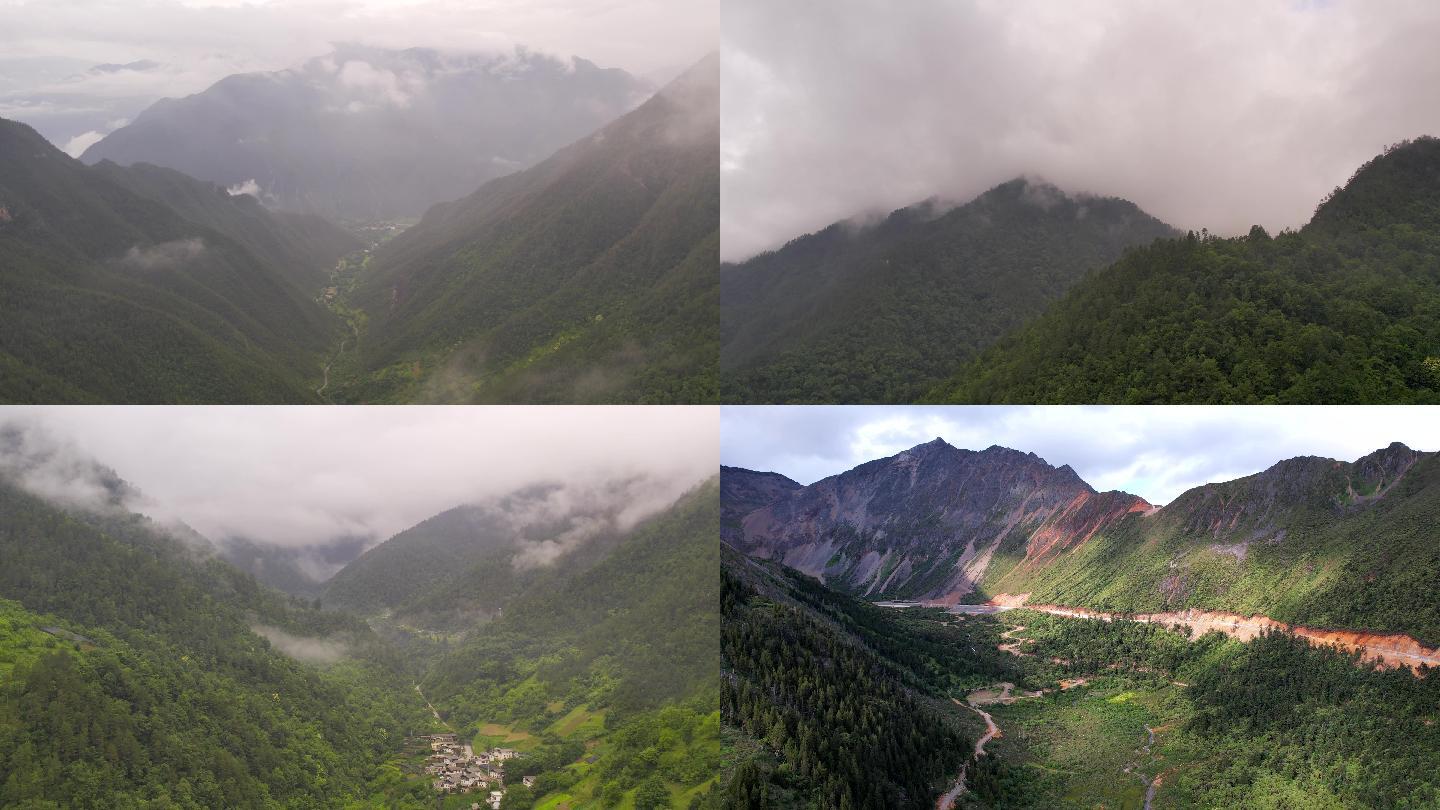 航拍 云南 大山 美景  风景 花草