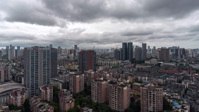 成都城市云卷云舒风雨欲来延时摄影