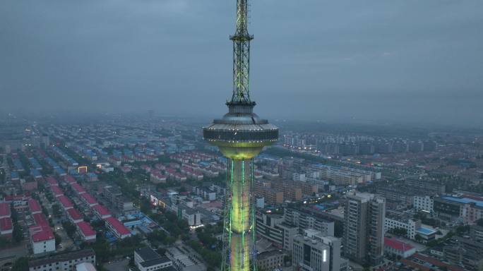 胜利电视塔航拍超高清夜景