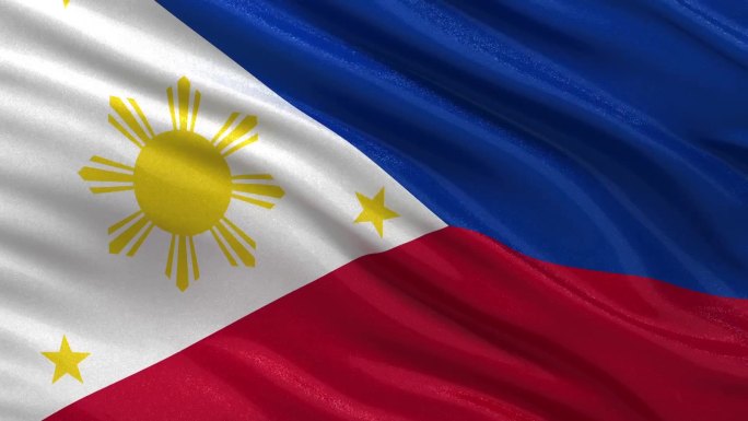 风中飘扬着菲律宾国旗。无限循环