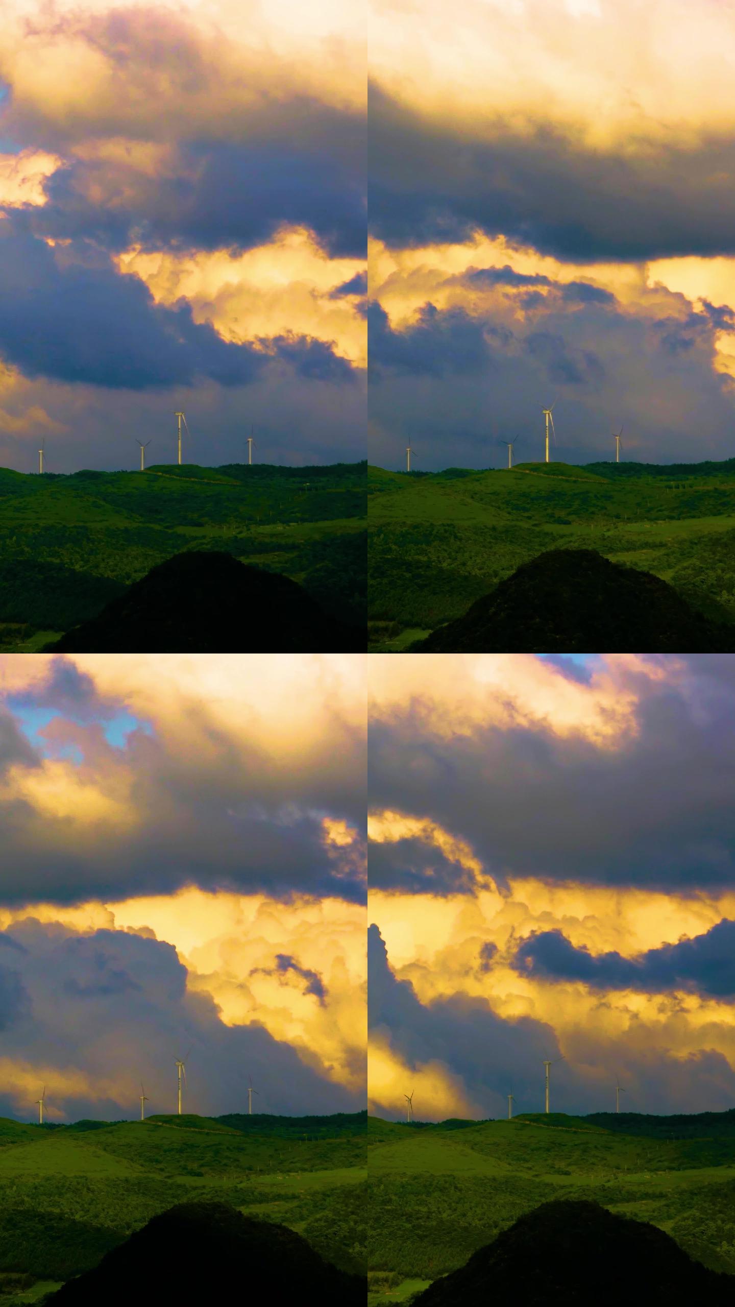 竖版云彩云朵云层风车电力能源