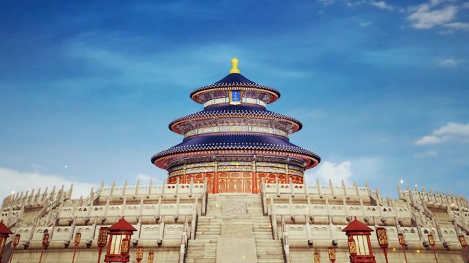 老北京地标天坛白天光影创意场景