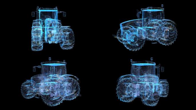 科技全息HUD拖拉机透明通道素材