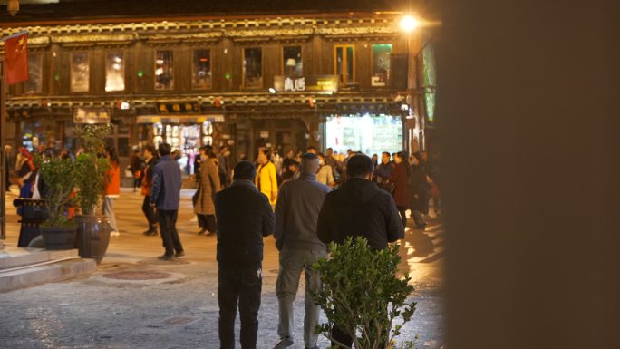 香格里拉夜景，载歌载舞，藏区舞蹈，藏区