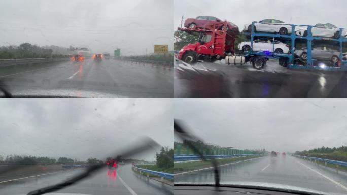 【原创4K】暴雨高速公路高 交通安全