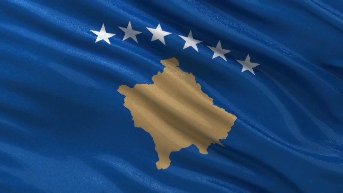 科索沃国旗在风中飘扬。