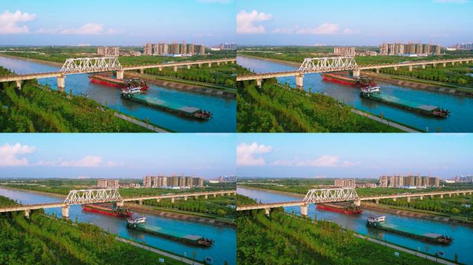 运河船只，运河航道，货船物流，长江运河