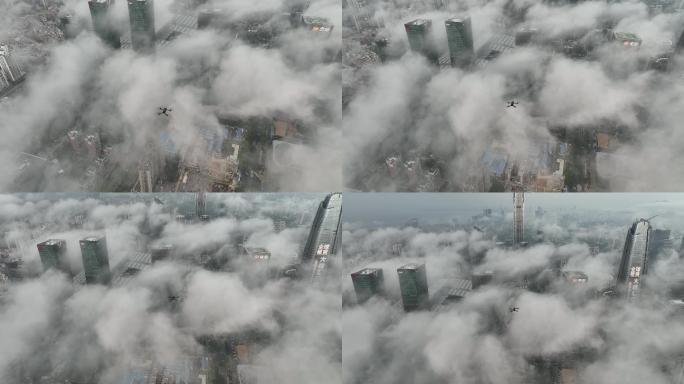 福田区低空云海航拍视频