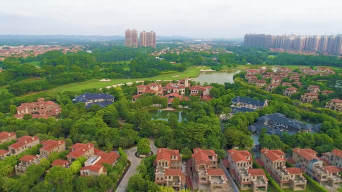 航拍广西南宁嘉和城 高端住宅别墅 房地产