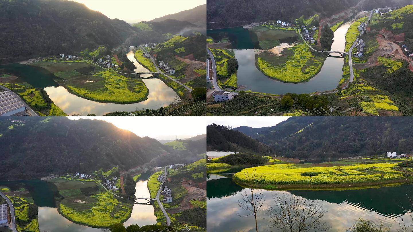 安徽歙县武阳乡油菜花春季风光航拍 合集