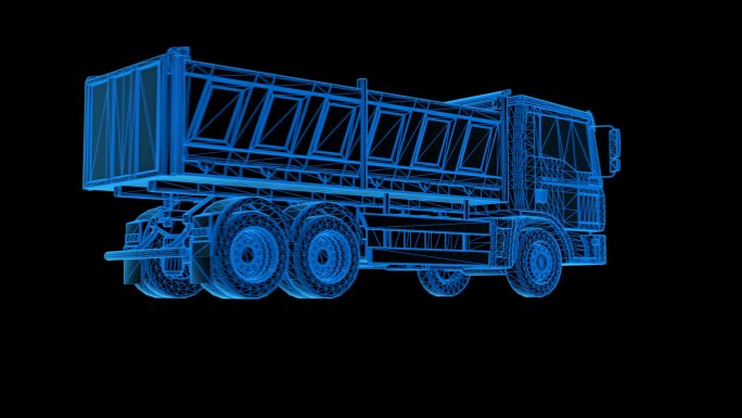 蓝色科技线条全息科技工程车透明通道素材