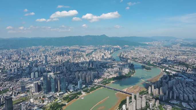 福州城区江滨高空全景航拍【4K】