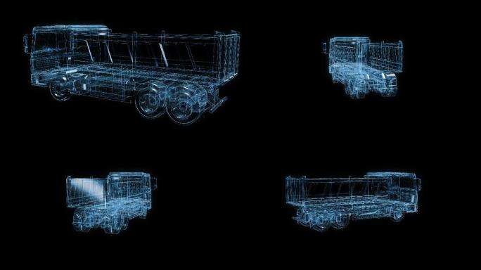 透视全息线条工程卡车透明通道素材