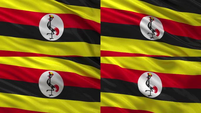 乌干达国旗迎风飘扬。无限循环