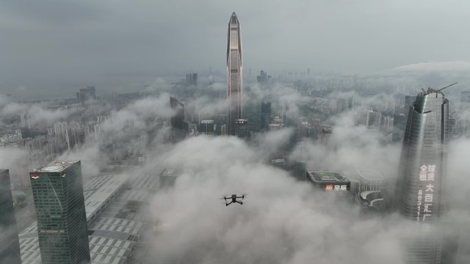 福田区低空云海航拍视频