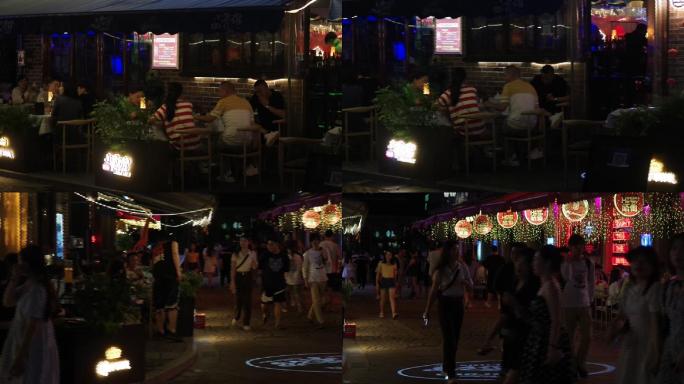 宁波老外滩酒吧一条街夏天夜景