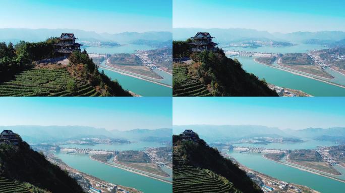 湖北宜昌三峡大坝航拍，长江三峡大坝素材