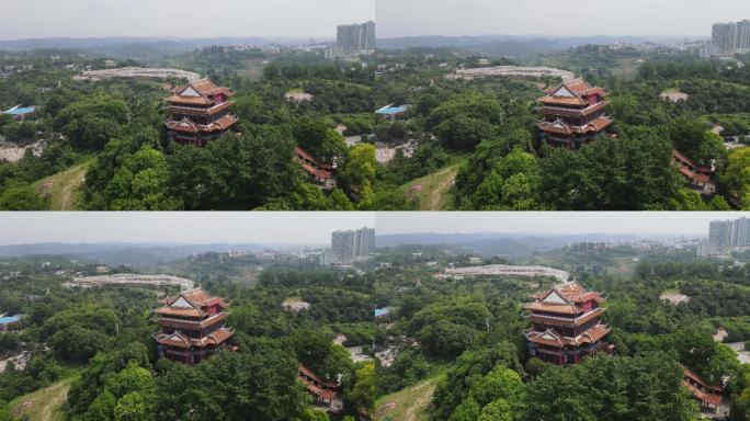 航拍湖北宜昌西陵峡妈祖庙 (3)