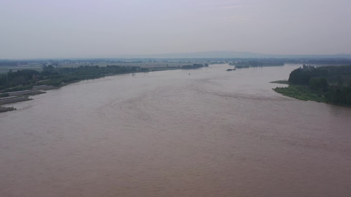 航拍黄河洪水