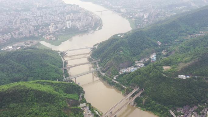 航拍重庆北碚八桥叠翠风光