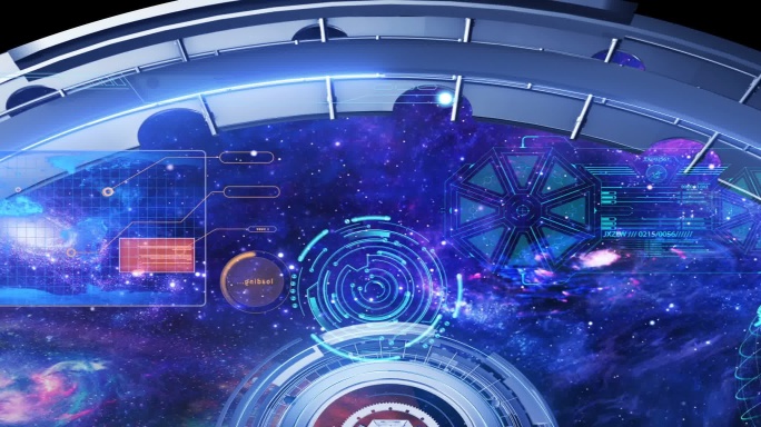 超宽屏太空舱空间站宇宙飞船科技屏幕