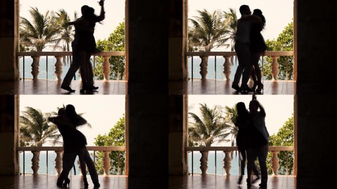 年轻的西班牙裔夫妇在户外跳拉丁美洲舞