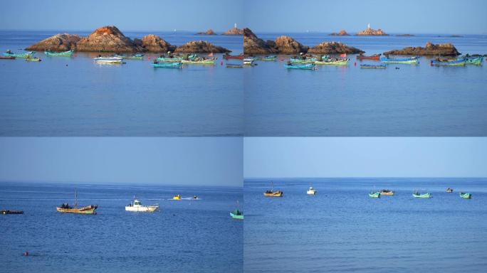 海边度假大海碧海蓝天小渔船
