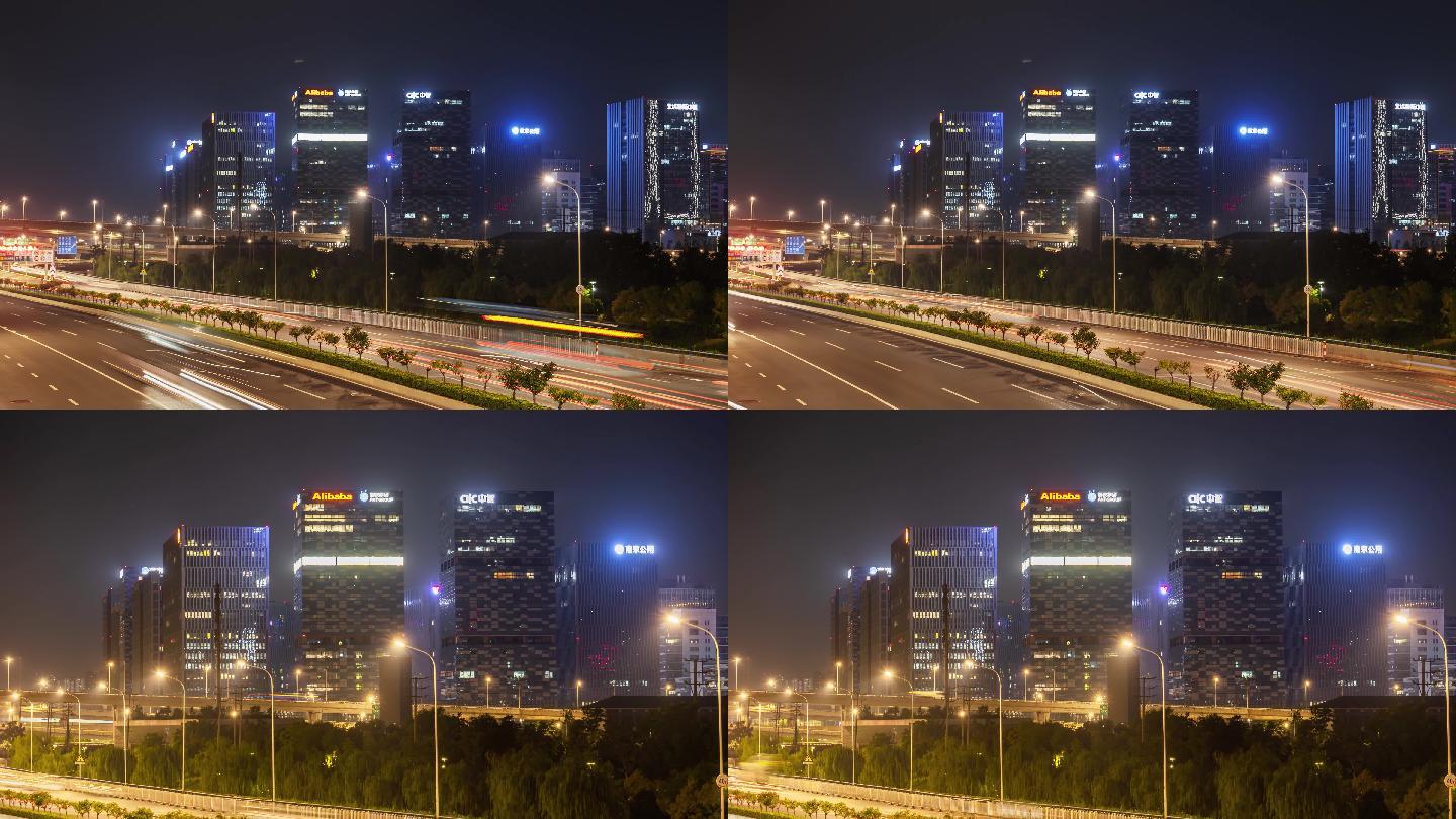 南京河西CBD夜景延时阿里巴巴新城科技园