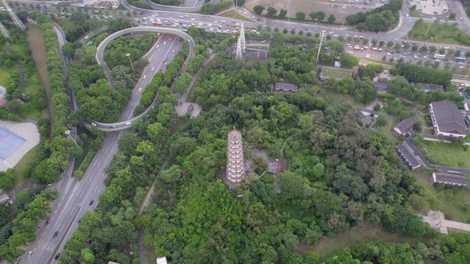 广州海珠琶洲岛万胜围新港东路黄昏夕阳