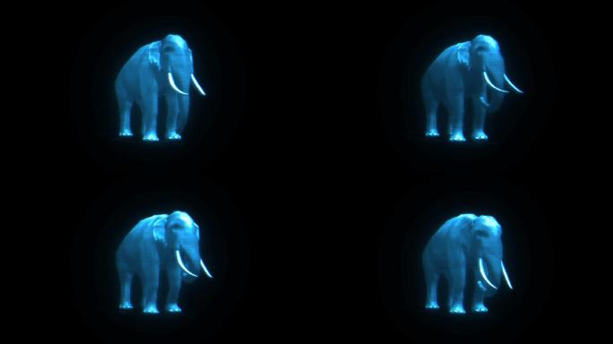 三维全息投影HUD大象透明通道素材