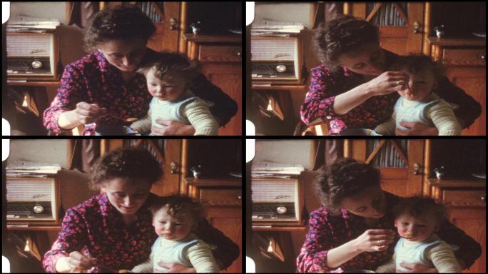 妈妈给宝宝配粥（60年代的8毫米电影）