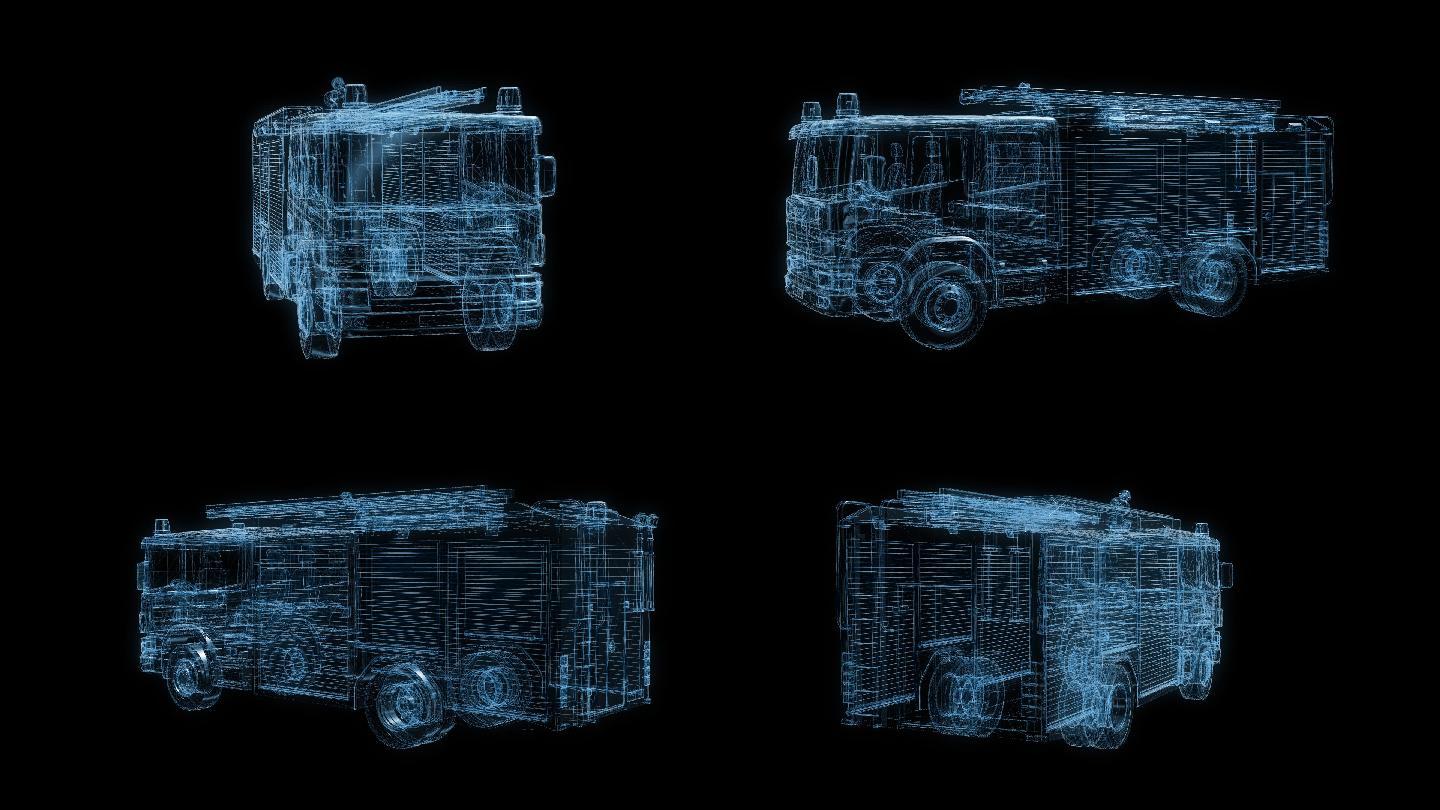 透视全息HUD消防车透明通道素材